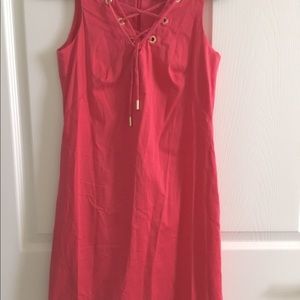 Calvin Klein Dress Pink Lace Front Sleeveless Grommet Detail Dess
